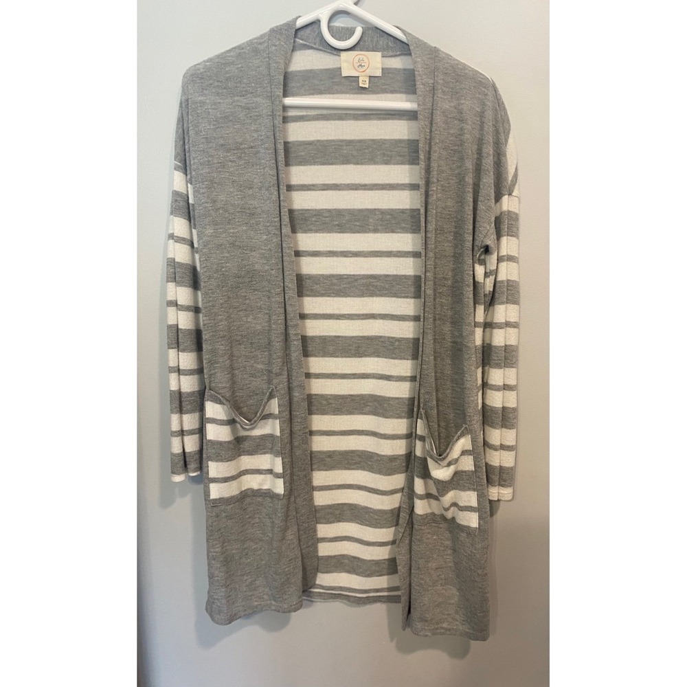 Long Gray & White Cardigan‎ NWOT